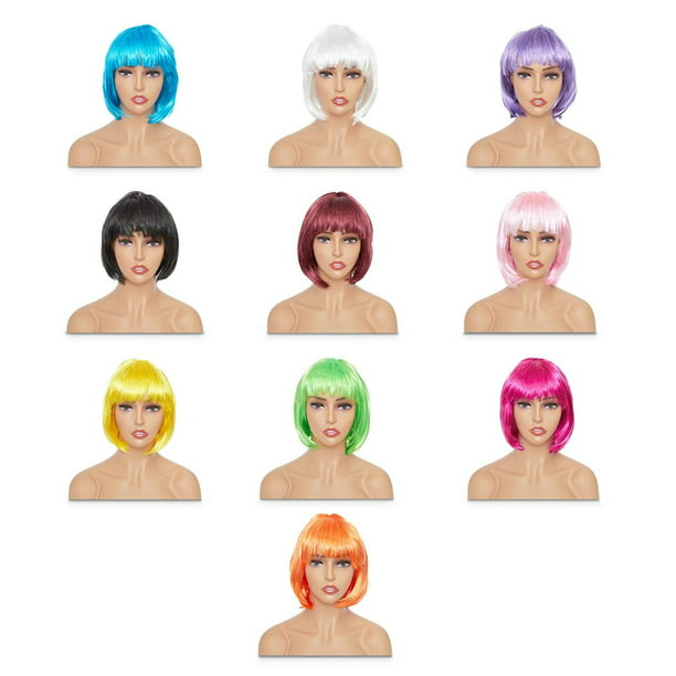 Womens Grey Ombre Short Straight Hair Wigs Ladies Bob Style Natural Cosplay Wig